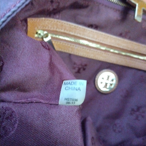 Tory Burch Large Purple Nylon Zip Top Travel Tote Bag Purse - Picture 5 of 16